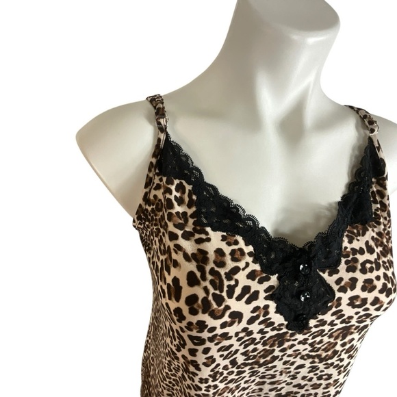 Leopard Print Lace Trim Mini Sleep Chemise - Picture 10 of 11